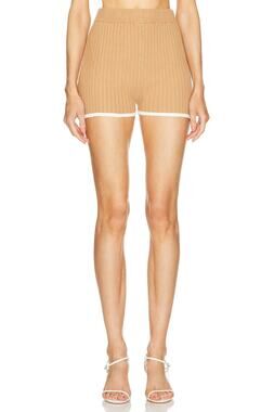 Matthew Bruch Cozy Tan Rib Knit Hot Short Bottoms Size 1